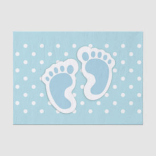 Cute Blue Baby Boy's Feet Illustration Tissue Paper