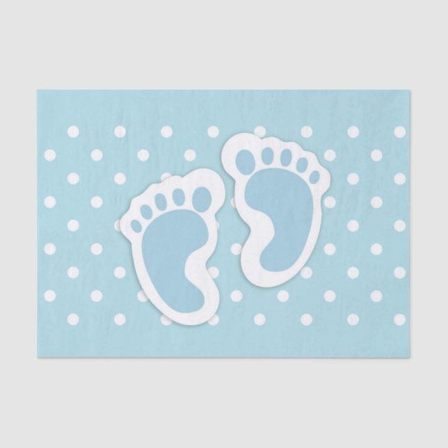 Cute Blue Baby Boy's Feet Illustration Tissue Paper (Front)