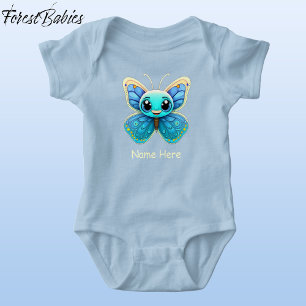 Cute Blue Baby Butterfly Animal Cartoon Graphic Bodysuit