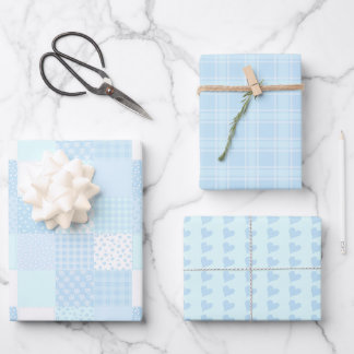 Cute Blue Baby Co-ordinating Designs Wrapping Paper Sheet