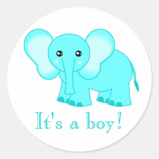 Cute Blue Baby Elephant It's A Boy! Stickers