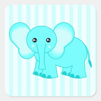Cute Blue Baby Elephant Striped Stickers