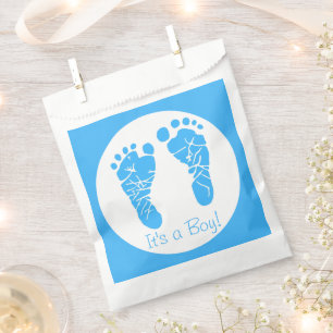 Cute Blue Baby Footprints Its a Boy Baby Shower Favour Bag