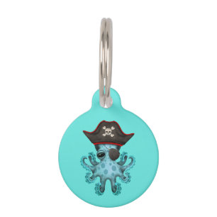Cute Blue Baby Octopus Pirate Pet Tag