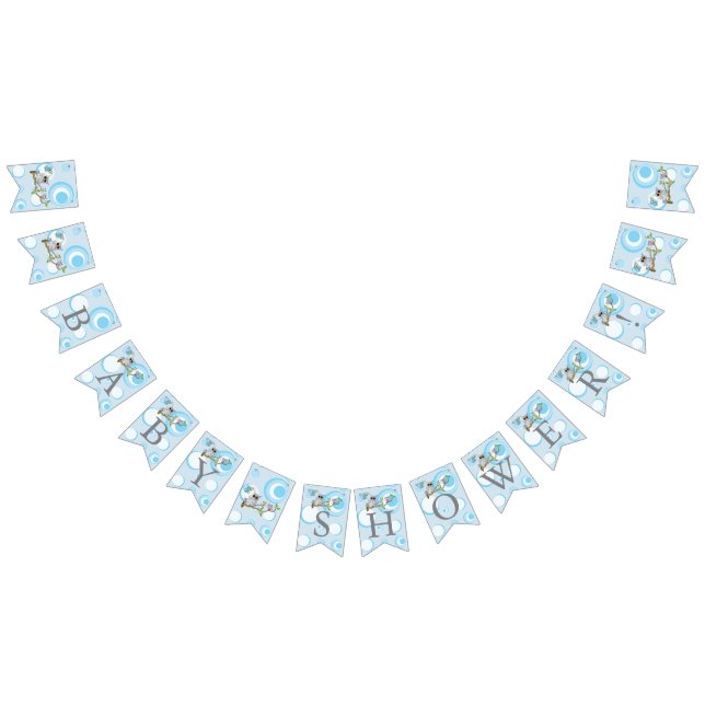 Cute Blue Baby Owls Baby Shower Bunting Flags (All)