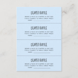 Cute blue Baby shower Diaper Raffle game card