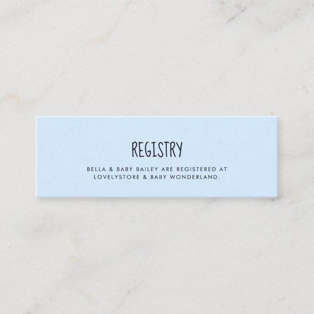 Cute blue Baby shower registry card insert (Front)