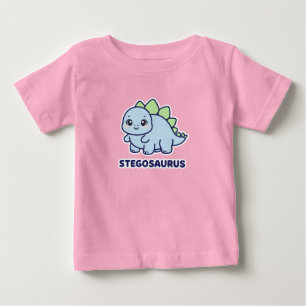 Cute Blue Baby Stegosaurus Dinosaur Chibi T-Shirt