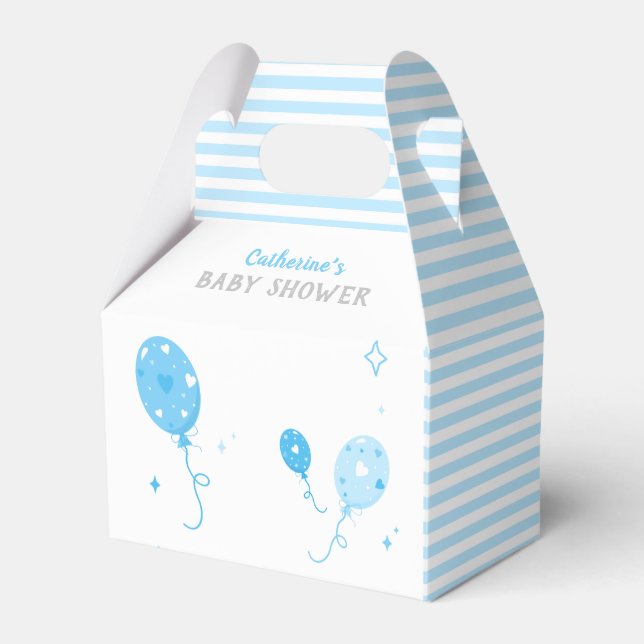 Cute Blue Balloons Baby Shower Favour Box  💙 (Front Side)