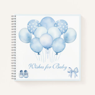 Cute Blue Balloons Baby Shower Guest Book