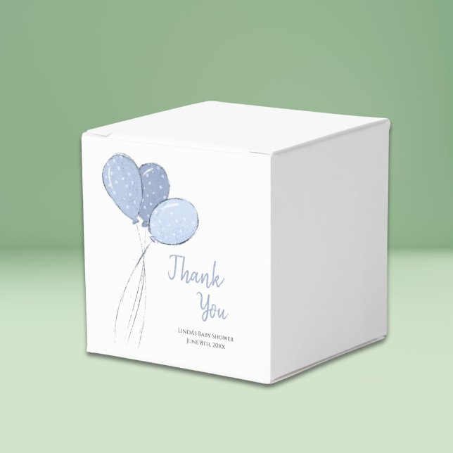 Cute Blue Balloons Baby Shower Thank You Favor Box (Creator Uploaded)