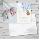 Cute Blue Balloons Bear Newborn Baby Photo Thank You Card<br><div class="desc">A cute bear and blue balloons birth announcement thank you card with a photo of your special new arrival. Personalize the thank you message and add your baby's name and birth stats. Designed by Thisisnotme©</div>