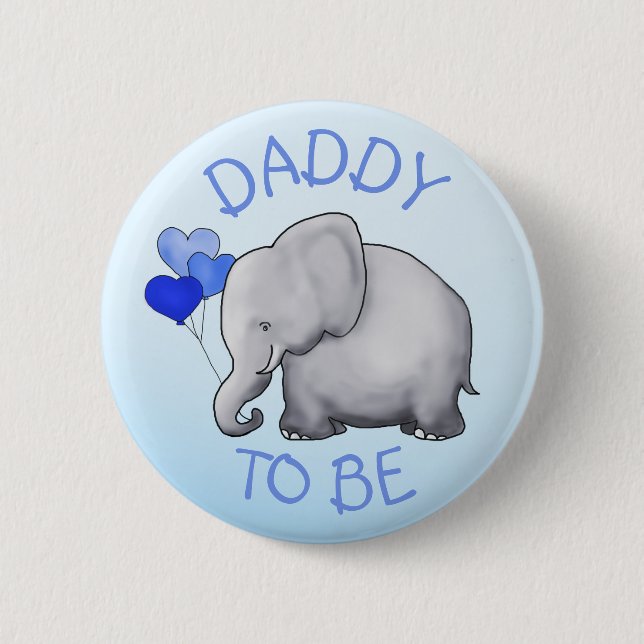 Cute Blue Balloons Elephant Baby Shower Dad-to-Be 2 Inch Round Button (Front)