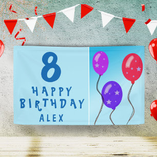Cute Blue Balloons Kids Birthday Party Banner