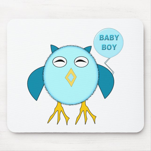 Cute Blue Bbay Boy Owl Mousepad (Front)