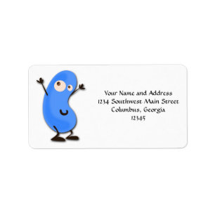 Cute Blue Bean Monster Label