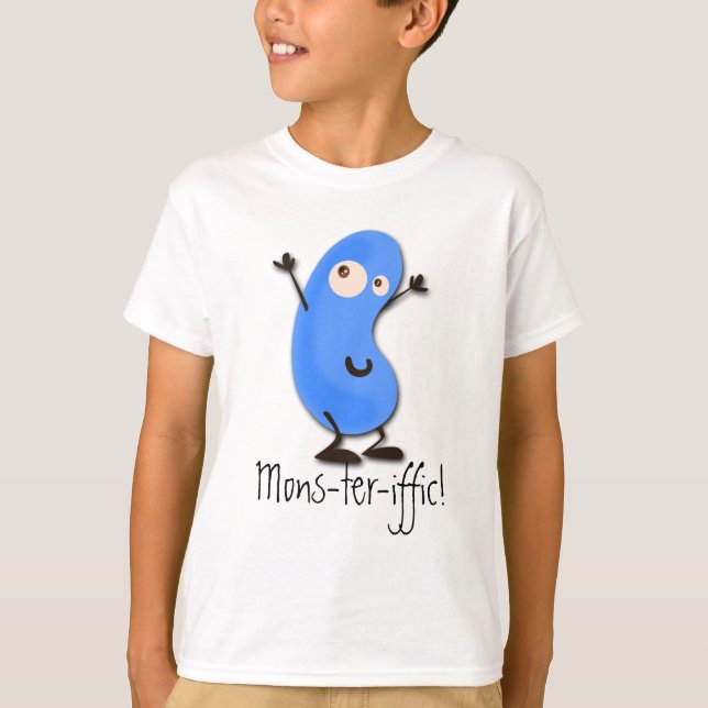 Cute Blue Bean Monster T-Shirt (Front)