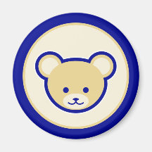 Cute Blue Beige Teddy Bear Cartoon Art