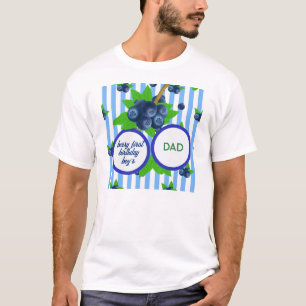 Cute Blue Berry First Birthday Boy's Dad T-Shirt