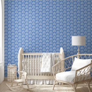 Cute Blue Bicycle Repeat Pattern Wallpaper