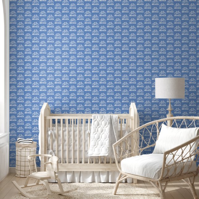 Cute Blue Bicycle Repeat Pattern  Wallpaper (Kids)