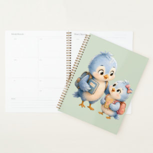 Cute Blue Bird Brother Sister Daily Life Planner