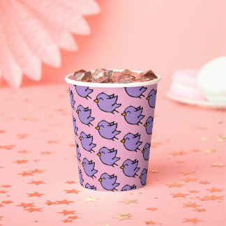 Cute Blue Bird Doodle Art Whimsical Paper Cups