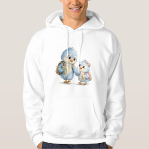 Cute Blue Bird Family Pullover Hoodie