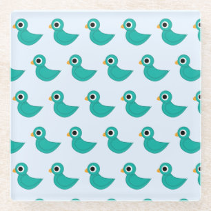 Cute blue bird glass coaster