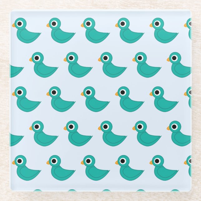 Cute blue bird glass coaster (Front)