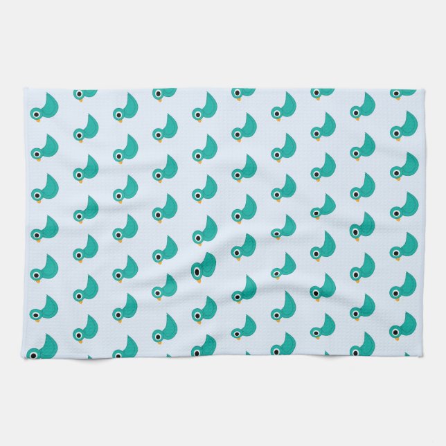 Cute blue bird kitchen towel (Horizontal)