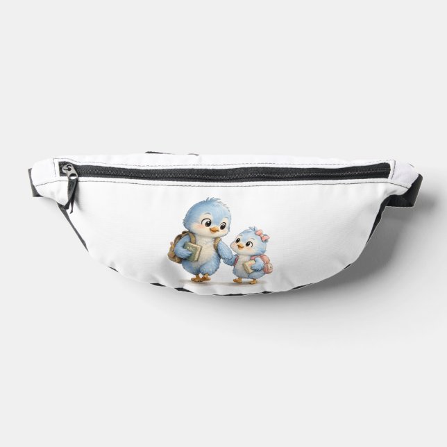 Cute Blue Bird Siblings Belt Bag (Lay Down)