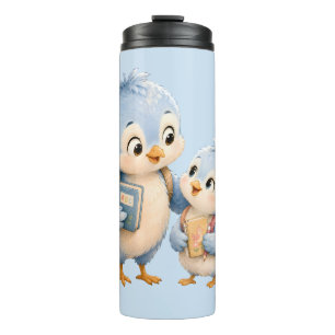 Cute Blue Bird Siblings Thermal Tumbler