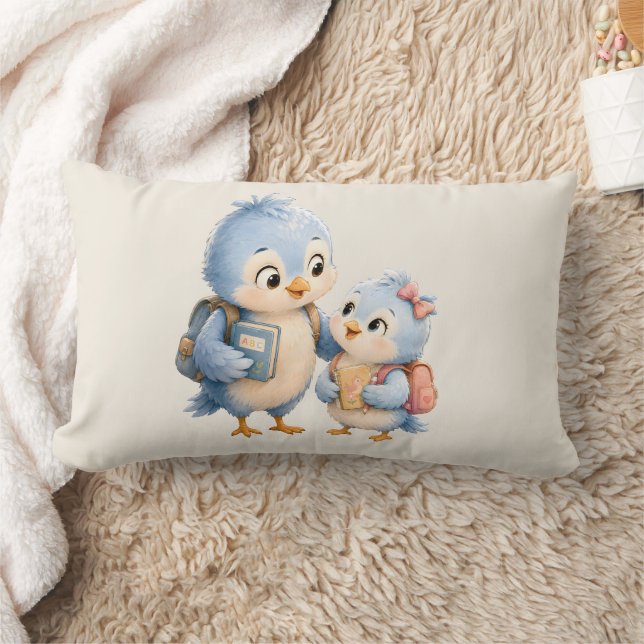 Cute Blue Bird Throw Pillow Decor (Blanket)