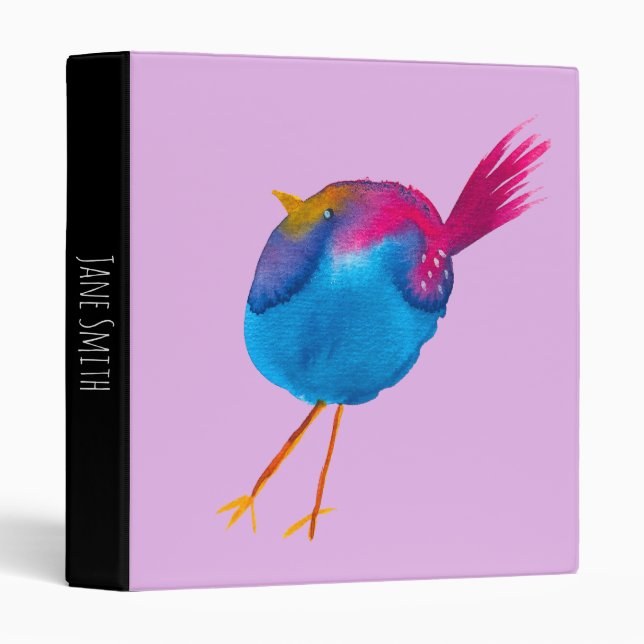Cute blue bird watercolor binder (Front/Spine)