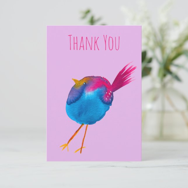 Cute blue bird watercolor card (Standing Front)