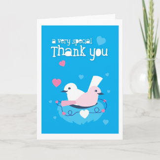 cute blue birds love very special thank you! thank you card
