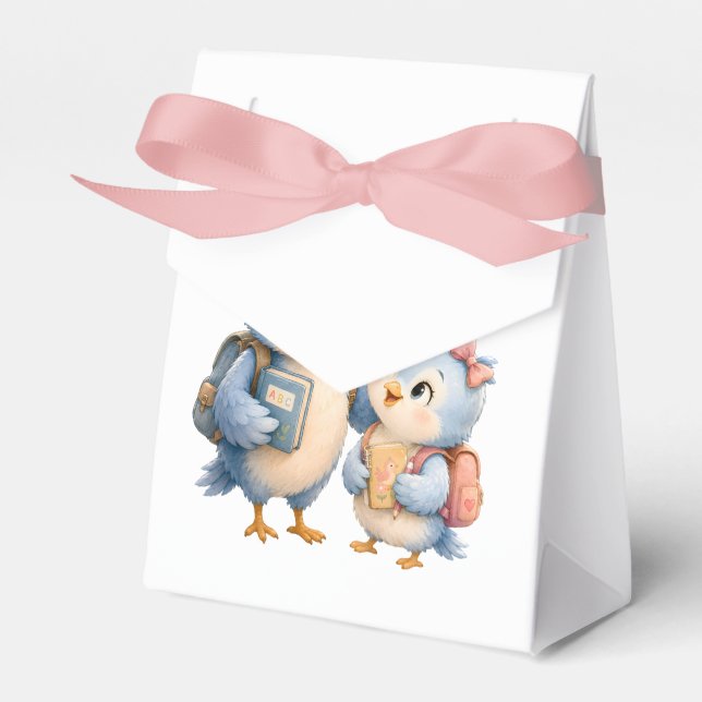 Cute Blue Birds Party Favour Box (Front Side)