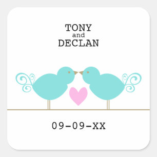 Cute Blue Birds Special Date Stickers
