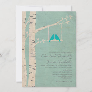 Cute Blue Birds Wedding Invitations