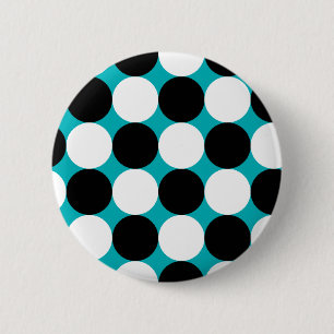 Cute blue black and white dots vector pattern 2 inch round button