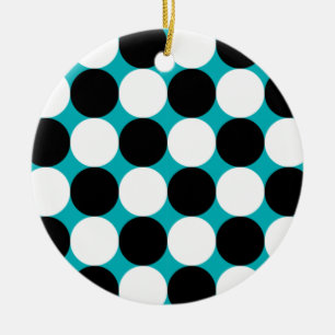 Cute blue black and white dots vector pattern ceramic ornament