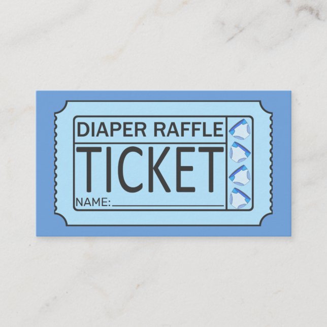 Cute Blue Black Diaper Baby Shower Raffle Tickets (Front)