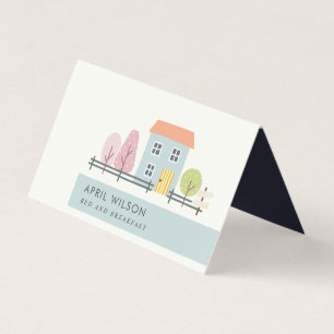 CUTE BLUE BLUSH GARDEN HOME STAY BED & BREAKFAST BUSINESS CARD