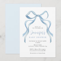 Cute Blue Bow Baby Shower invitation