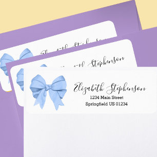 Cute Blue Bow Custom Return Address