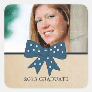 Cute Blue Bow Graduation Stickers