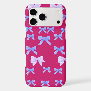 Cute Blue Bows on Hot Pink