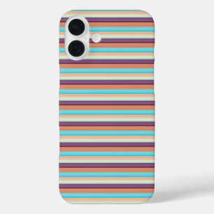Cute blue brown stripes  iPhone 16 plus case