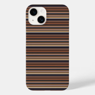Cute blue brown stripes Case-Mate iPhone 14 case